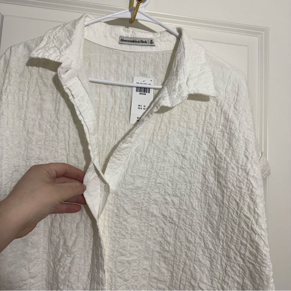 NWT Abercrombie & Fitch White Textured Button Through Shirt Dress - Picture 6 of 8